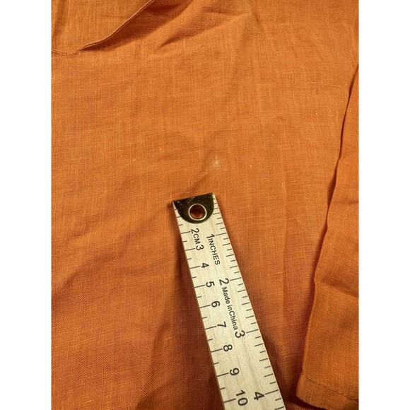 BRYN WALKER Orange Linen Boxy 3/4 Sleeve‎ Top S Lagenlook Beach Oversized - Picture 4 of 9